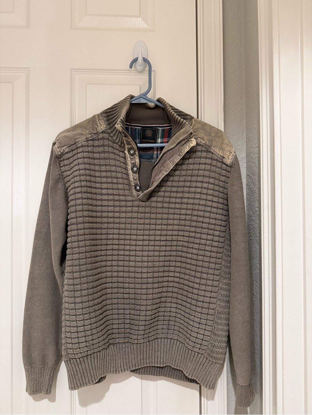Men's Quilted Texture Zip-Neck Sweater - Taupe